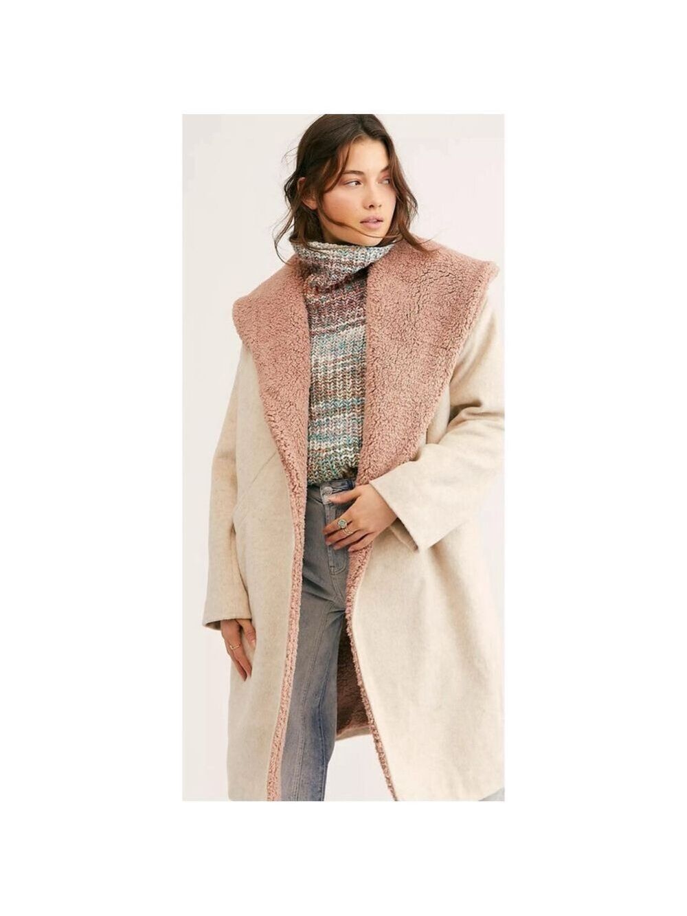 NWOT Free People Coco Cozy Coat $298 Size Small Oversized Sherpa Collar Sold Out
